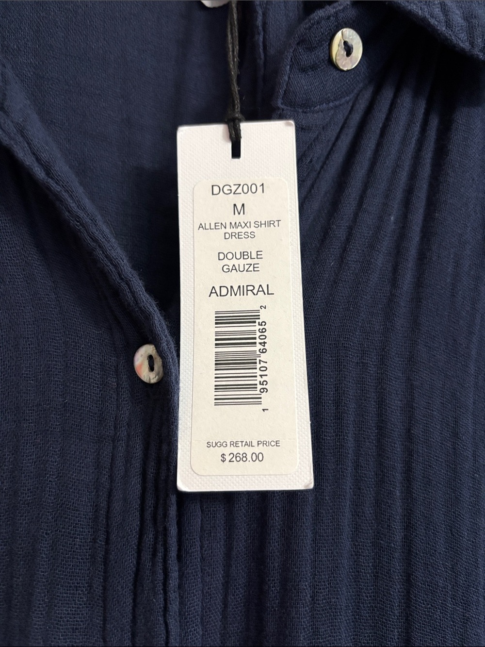 NWT Michael Stars Admiral Navy Button-Front Maxi Shirt Dress with Tie Waist - Picture 2 of 7